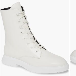 NEW Stuart Weitzman white Lace-Up lug sole Boots, 9.5